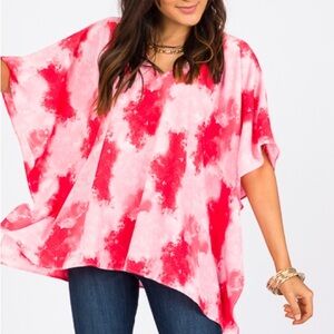 Buddy Love Red and Pink Tie-Dye Tunic